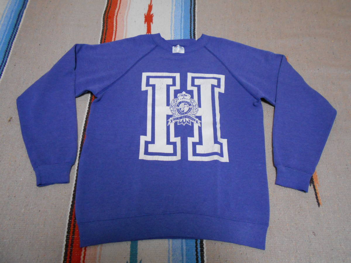 1980年代HANESヘインズ ラグラン カレッジ フットボール スウェット MADE IN USA OLDSCHOOL UNIVERSITY FOOTBALL BASKETBALL HARVARD拍卖