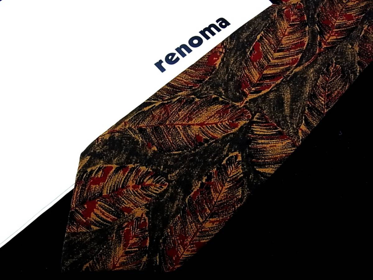 ♪RA1778♪美品レノマ【落ち葉・秋・植物】ネクタイ♪拍卖