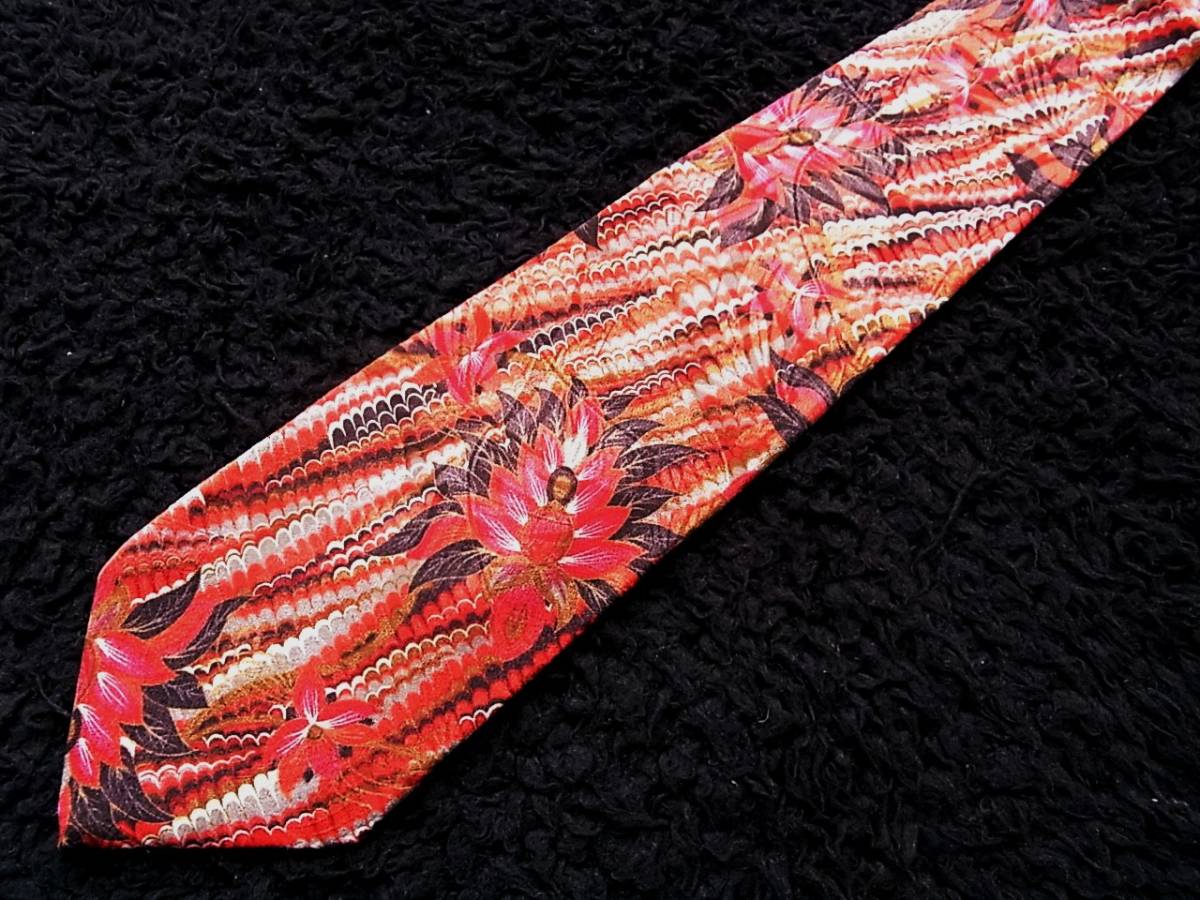 ♪RA1734♪美品ヒロコ コシノ【灼熱の羽・花・デザイナー】ネクタイ♪拍卖
