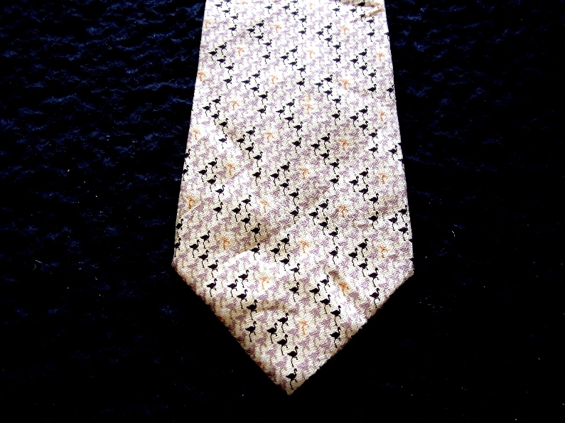 ☆♪★LA2294美品【トリ・フラミンゴ・シルエット】シルク100%♪ネクタイ★拍卖