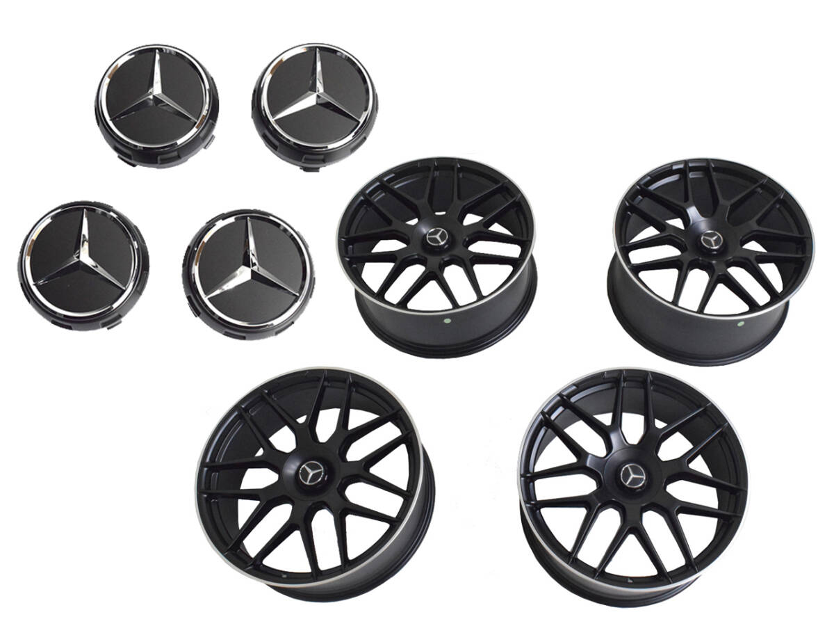 明日着 W222 W223 22インチ アルミ ホイール 1台分 マットブラック 9.0J 10.0J S11M マーク ベンツ Sクラス 等 カスタム 部品 セット 取付拍卖