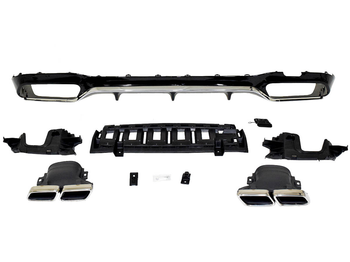 W213 E63type リア ディフューザー マフラーカッター クローム AMGライン対応 メルセデス ベンツ Eクラス 国内発送 即納 カスタム 外装拍卖