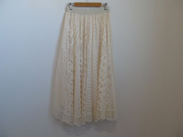 (59212)FURRY ファーリー レディース パネルメッシュ レーススカート アイボリー F タグ付き 未使用拍卖