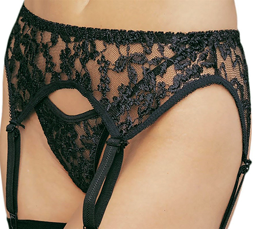 大きいサイズ★総レース ガーターベルト&Tバック パンティ 色:黒 プラスサイズ(LL~) LegAvenue 8888Q 新品・未使用拍卖