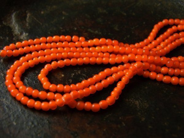 ◆極小ホワイトハーツ『 オレンジ 』一連!!◆とんぼ玉トンボ玉拍卖