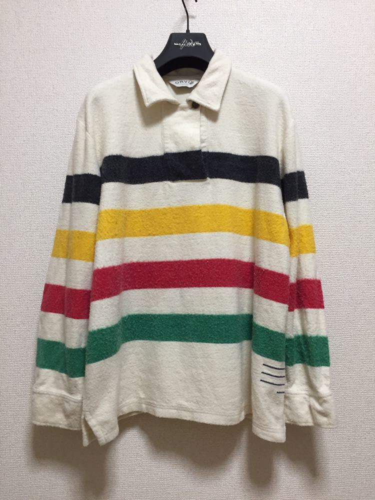 USA古着 ORVIS プルオーバーシャツ マルチボーダー 天竺表起毛シャツ M拍卖