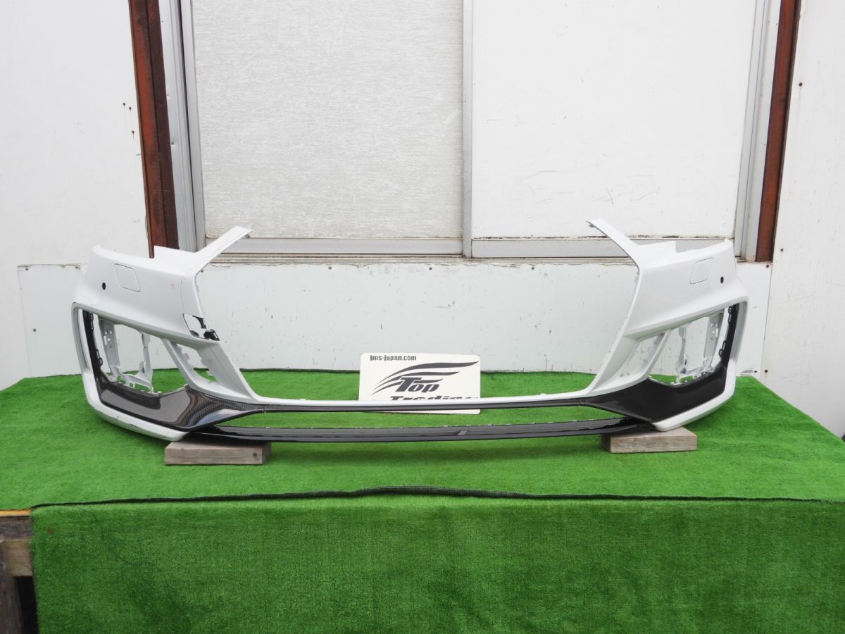 L4409vc アウディ純正 RS4/8W B9 カーボンスタイル フロントバンパー カーボンスポイラー付 8W7807473T グレイシアホワイト/LS9R拍卖