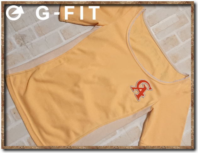 ☆G-FIT ジーフィット アップリケ付き切替カットソー 黄☆難あり拍卖