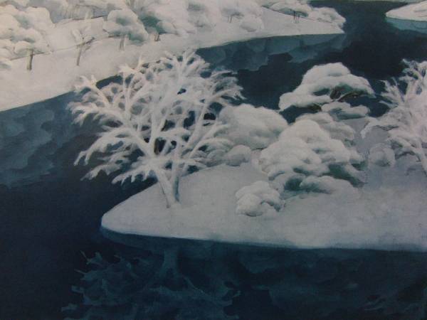 東山魁夷、雪庭、額装画版集画、版上サイン、限定、新品額装、mai 拍卖