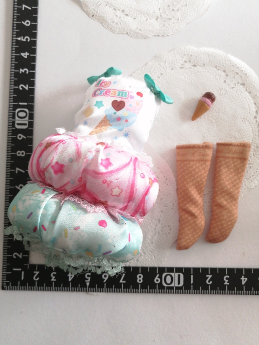 4r928 ドール用 アイスクリーム ドレス ワンピース ハイソックス ヘアピン ピュアニーモ リカちゃん ネオブライス 1/6ドール拍卖