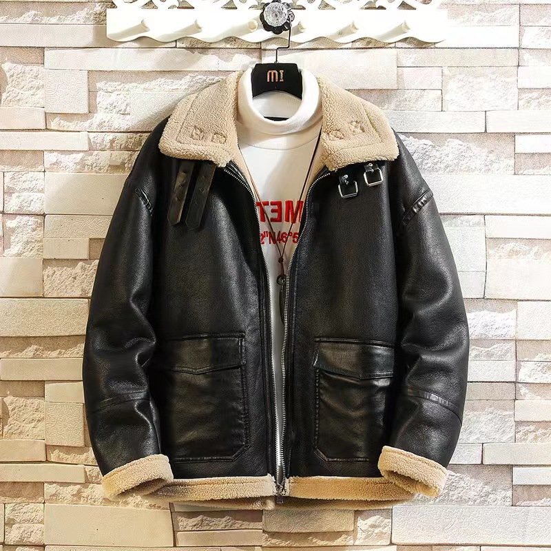 LRM4012★最高級 メンズ ムートンコート ファーコート レザージャケット 切替配色 防寒 厚手 ショートコート ライダース ブルゾン拍卖