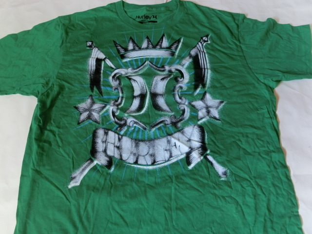 USA購入 人気サーフ系アメカジブランド ハーレー【HURLEY】【Premium fit】ロゴプリントTシャツUS Lサイズ グリーン拍卖