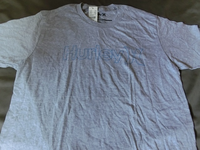 USA購入 人気サーフ系アメカジブランド【Hurley】ハーレー PREMIUM FIT ロゴプリントTシャツ US Sサイズ 杢グレー拍卖