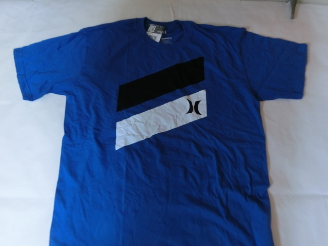 USA購入 人気サーフ系アメカジブランド ハーレー【Hurley】CLASSIC FIT プリントT US Lサイズ 青 x ブラック拍卖