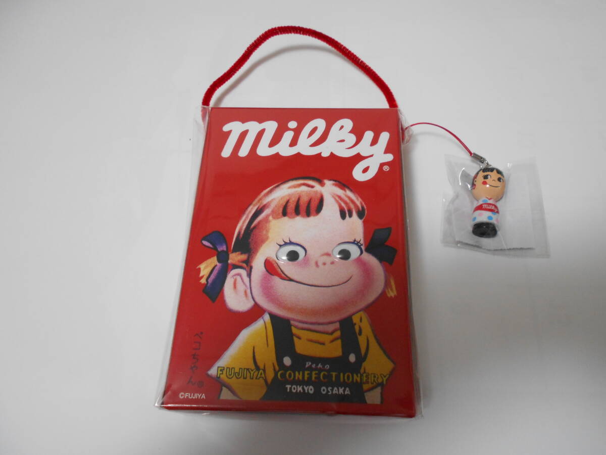 ☆不二家☆ペコちゃん☆西洋菓子舗不二家限定 復刻 手提げミルキー ミルキーデザイン ペコちゃんこけしストラップ付 新品未開封拍卖