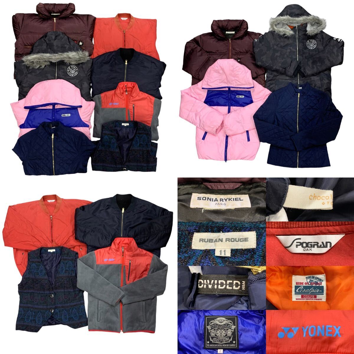 レディース アウター 8枚 まとめ売り スポーツ ダウン フリース MA‐1 ヨネックス ソニアリキエル ナイロン ブルゾン SIZE:S1018KHM⑦拍卖