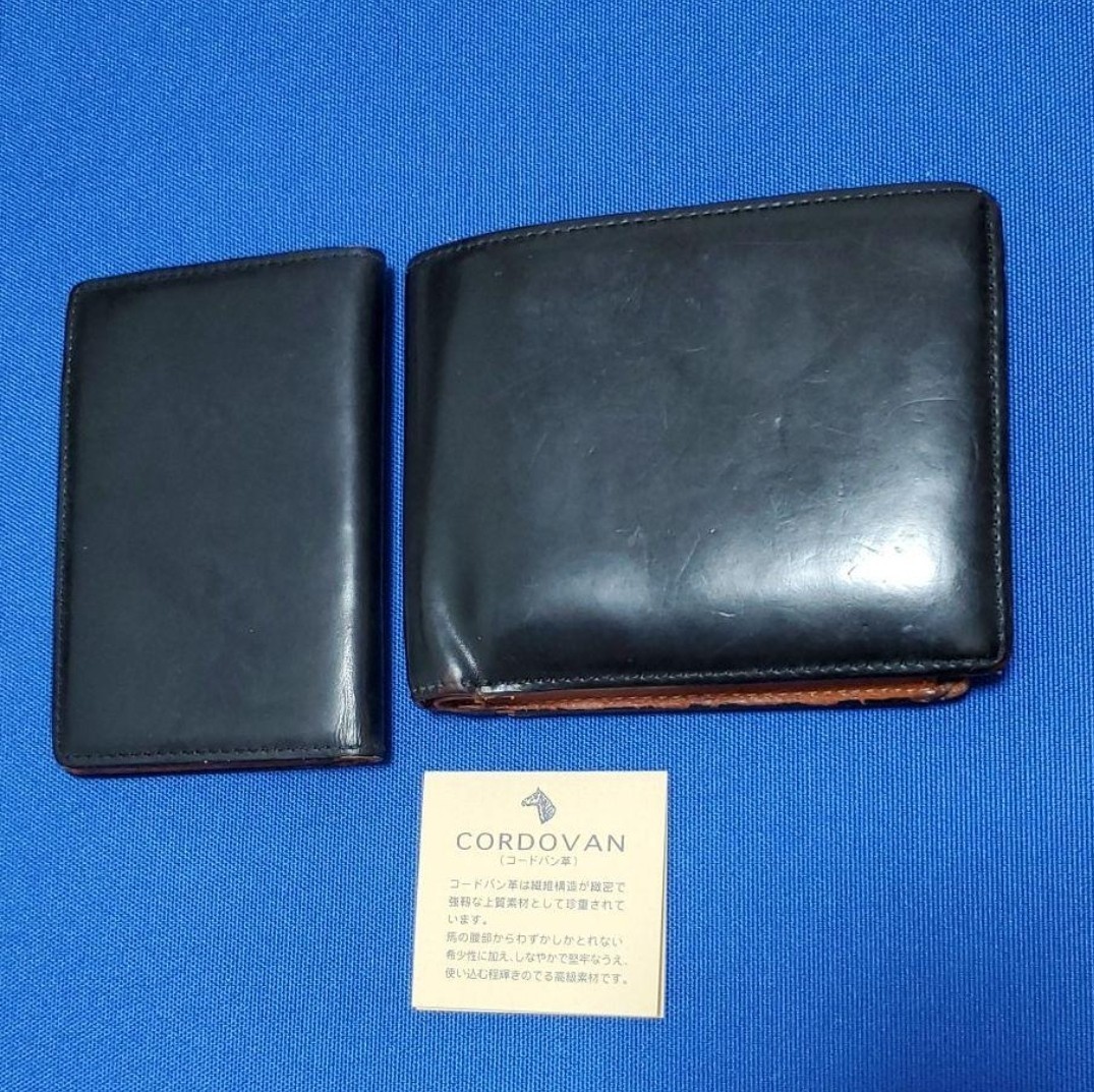値下げしました。コードバン革 2点セット イタリアMISSONI製 二つ折り財布&名刺入れ拍卖