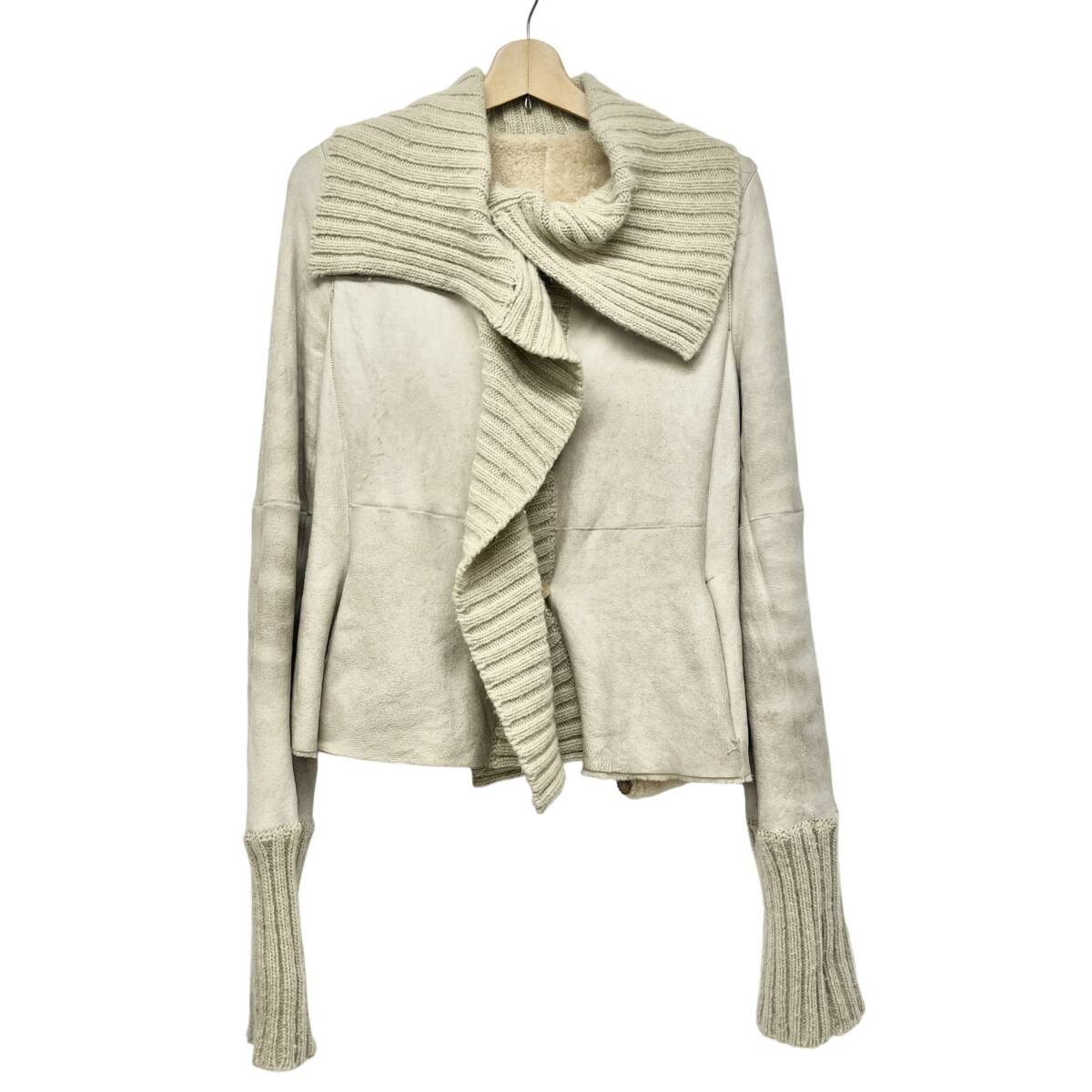 (志木)MaxMara/マックスマーラ 本革 羊毛 ムートン ジャケット コート ベージュ USA8 J42 (o)拍卖