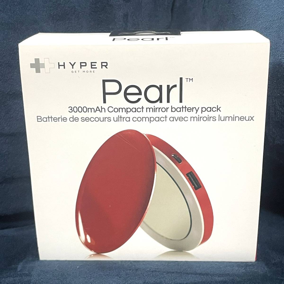即決 新品 Pearl パールレッド コンパクトミラー USBモバイルバッテリー拍卖
