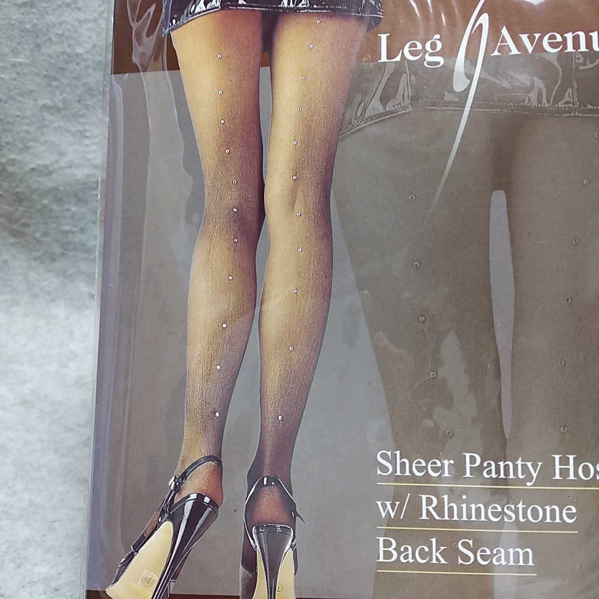 LEG AVENUE 9909BK ラインストーン・バックシーム・パンティストッキング O/S レッグアベニュー ラインストーン・ライン拍卖