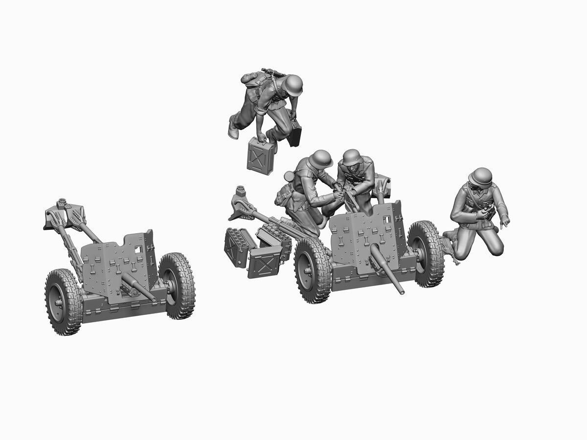 1/72レジンキット 未組立 未塗装 WWⅡ ドイツ軍 Pak36 対戦車砲 37mm 2門 兵士4体付き【同梱可能】240628拍卖