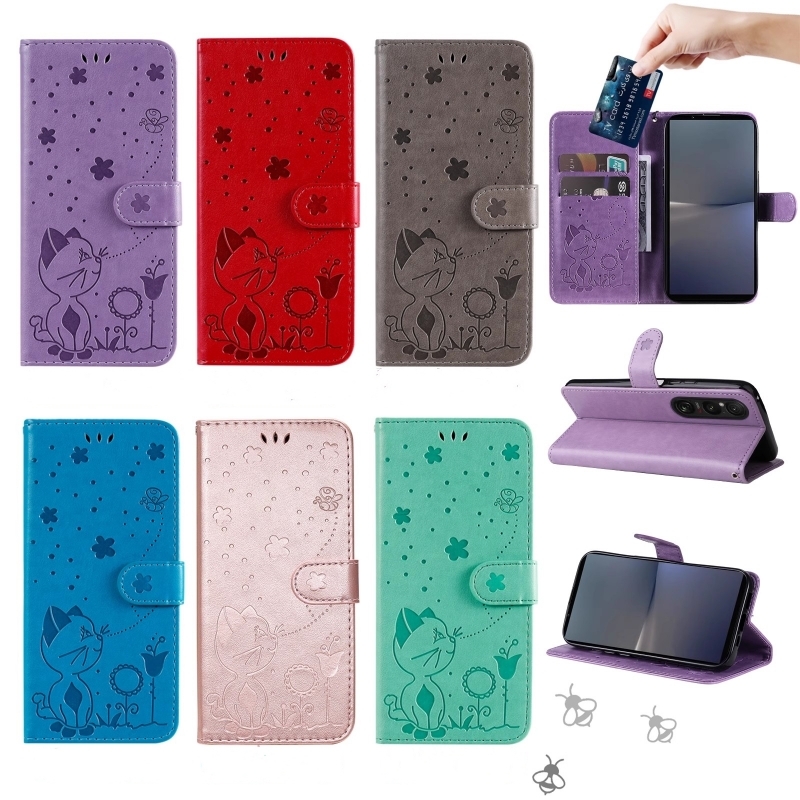 Xperia10 VI ケース 6.1インチ docomo SO-52E SOG14 エクスペリアカバー 可愛い猫カバー マグネット ストラップ付き 薄型 軽量 色が豊富拍卖