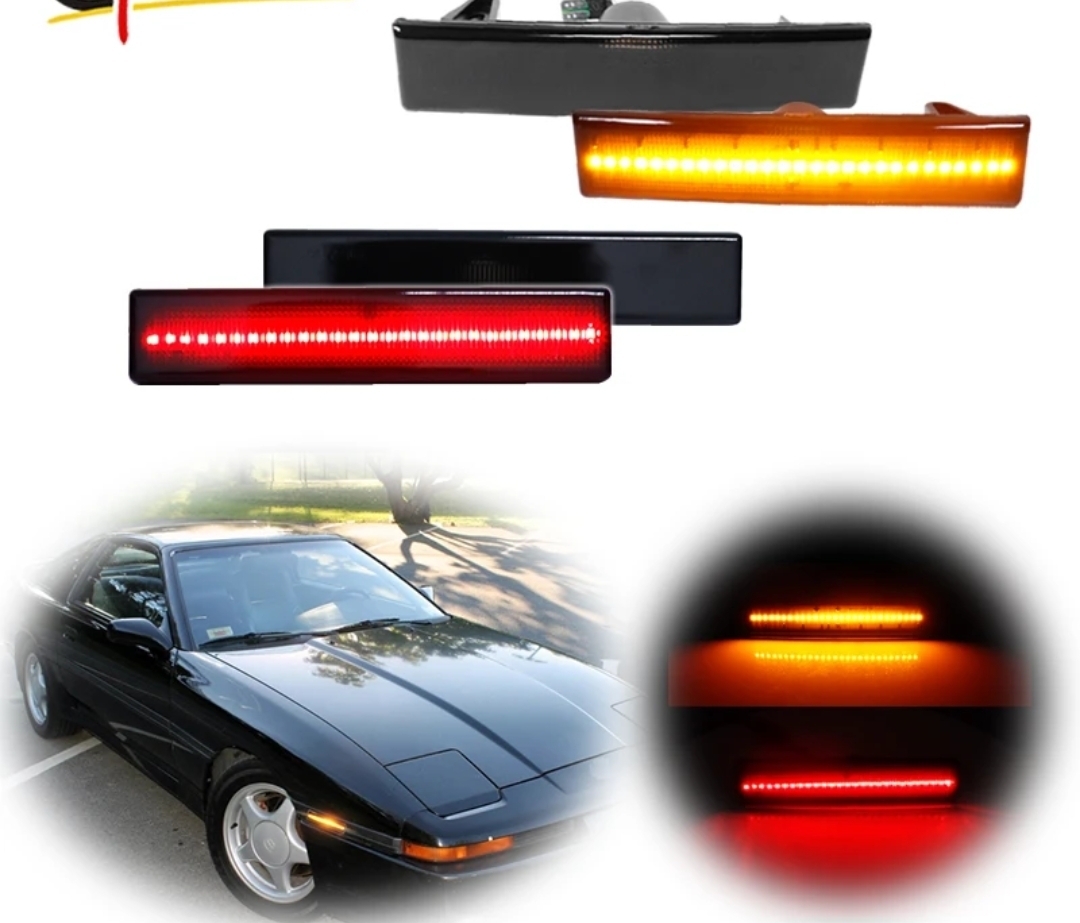 ②トヨタ スープラA70 LEDサイドマーカー シグナルライト 4点セット フロント/リア 北米仕様 アンバー&レッド T10コネクター バンパー 拍卖