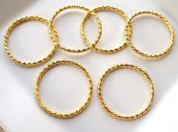 即決!! 5個 2.5cm フレームコネクター 金 ゴールド ラウンド メタルパーツ拍卖