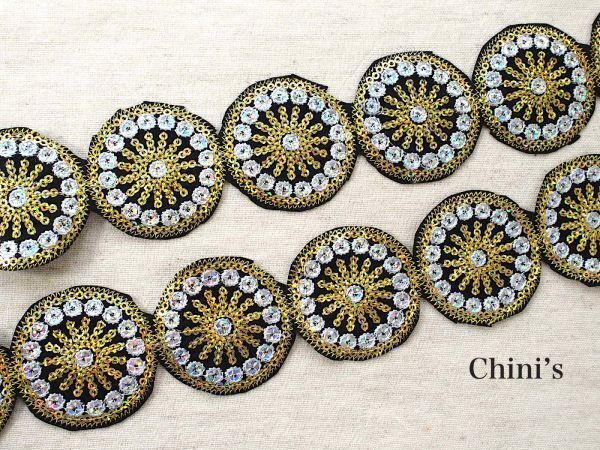 即決 アイロン接着 28cmカット スパンコールテープ エスニック ☆ワッペン☆ハンドメイド☆手芸用品拍卖