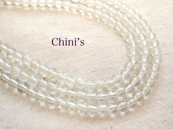 即決! 50個 クリアガラスビーズ 金箔 5.5mm ★ パーツ ハンドメイド 資材拍卖