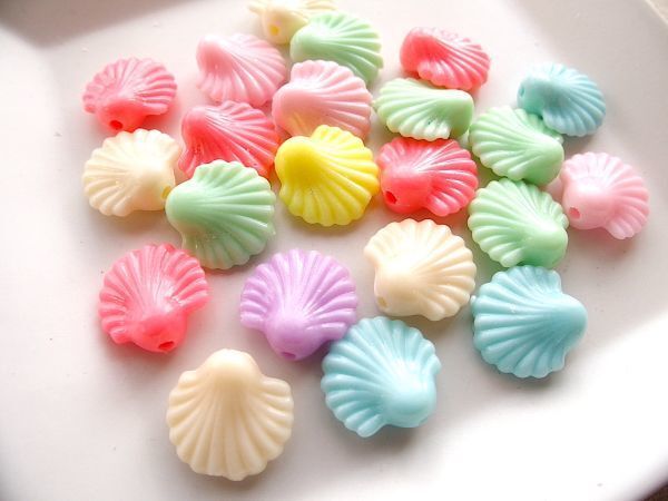 即決! 50個 シェルビーズ ミックスカラー ★パステル ハンドメイド アクセサリー 貝 マーメイド拍卖