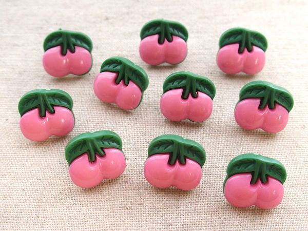 10個セット さくらんぼボタン☆アクリル パーツ拍卖