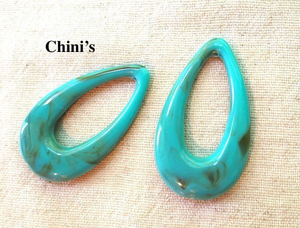 即決!! 1個より ビックマーブルチャーム ターコイズ調☆ペンダントパーツ☆ピアスに拍卖