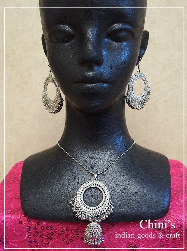 新品 ピアス ネックレス セット 銀☆エスニック☆ベリーダンス拍卖