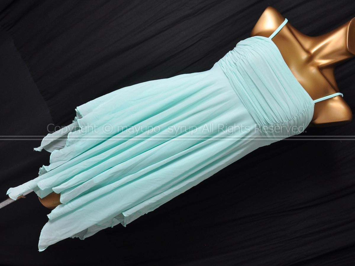 L1255-03★美品 発表会用チュールメッシュ キャミソールドレス ミント S拍卖