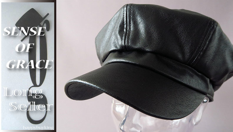 graceグレース★クラシックレザーアップルキャスケット2【黒】新品 サイズ調節可能 男女兼用 手洗いOK UV99%CUT エコレザー拍卖