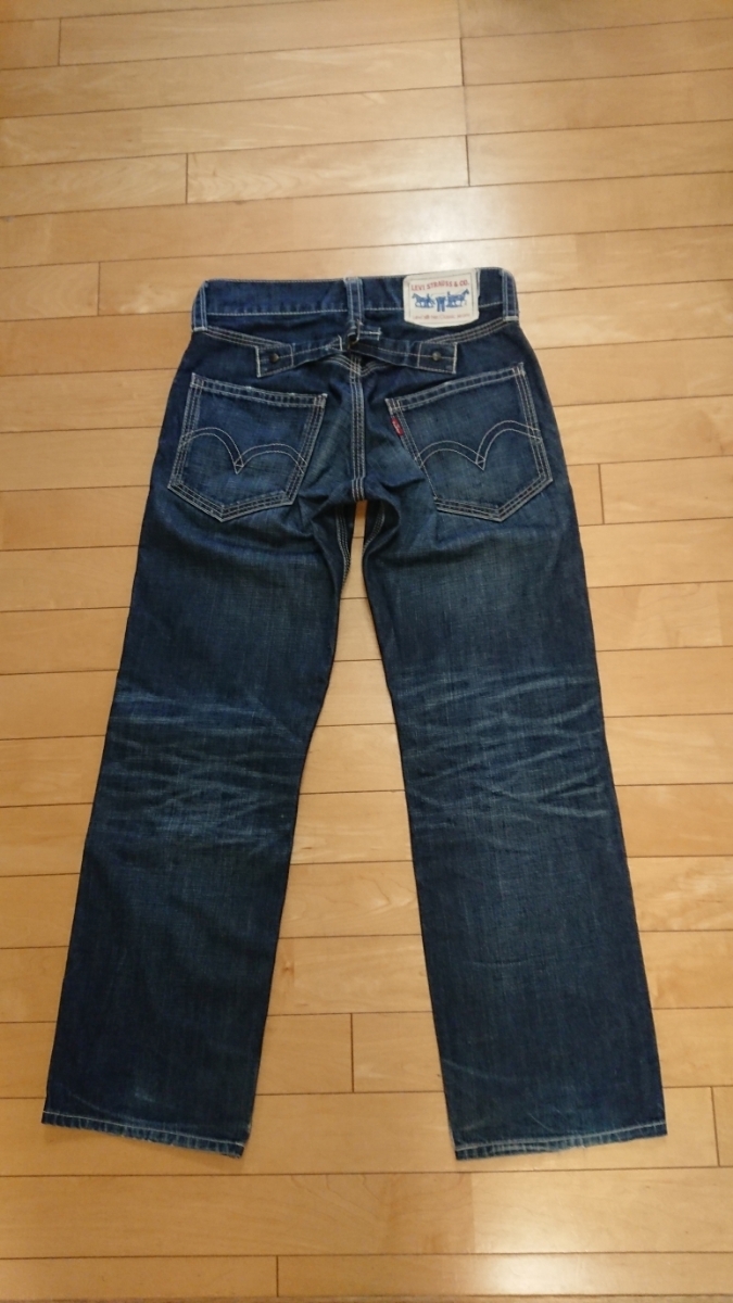 【リユース専門☆ルート3号】リーバイス503 人気のシンチバック ルーズストレートジーンズW28 Ne:Classic Jeans 鬼ヒゲ、ハチノス 濃紺色拍卖