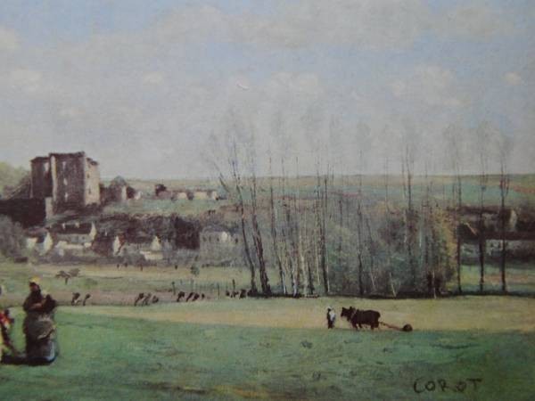 コロー、ラ・フェルテ=ミロンの風景、希少画集画、新品高級額、額装付、状態良好、油彩 風景、送料込み、eda拍卖