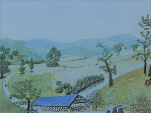 グランマ・モーゼス、『ミズーリ』、希少画集画、状態良好、新品高級額装付、送料無料、アメリカ画家拍卖