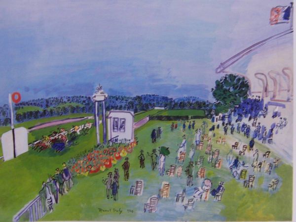 ラウル・デュフィ【ドーヴィルの競馬場出走】、希少な画集画、新品高級額・額装付、状態良好、送料込み拍卖