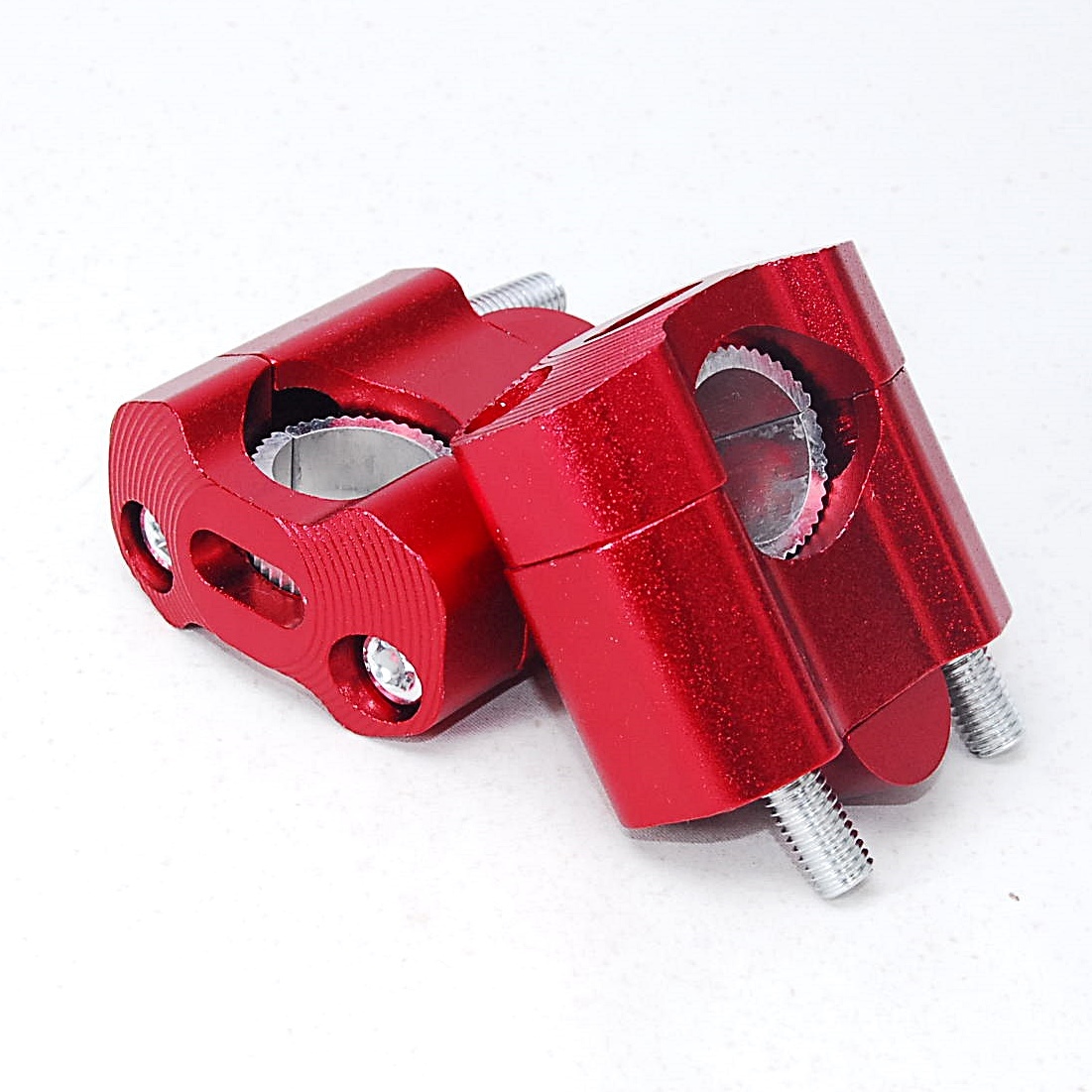 【送料一律180円】アルミ ハンドルクランプ レッド バーライズ ハンドルセット ハンドルポスト ハンドルクランプバー バーライザー 赤拍卖