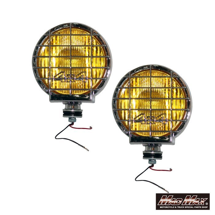 MADMAX トラック用品 丸型 H3 ハロゲン フォグランプ 凹レンズ 作業灯 イエロー 24V 2個/昭和レトロ 4×4 デコトラ ライト【送料800円】拍卖
