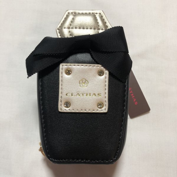 ♪新品♪CLATHAS・クレイサス/エコバッグ・香水型収納ポーチ付(黒ブラック・香水型チャーム拍卖