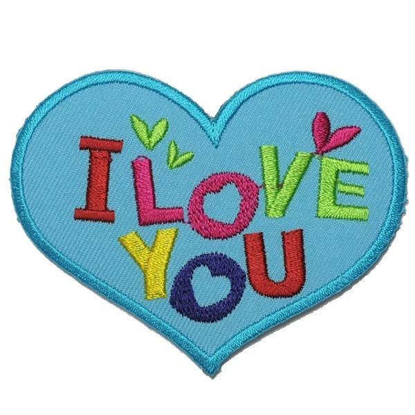 アイロンワッペン・パッチ 水色ハート・アイラブユー zq拍卖