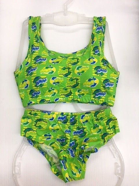 ★75904 ジュニア スポーツブラ & ショーツ Mサイズ / バスト 79~87㎝ パット入り 綿100% 黄緑 グリーン 女の子 ブラ インナー ★*拍卖