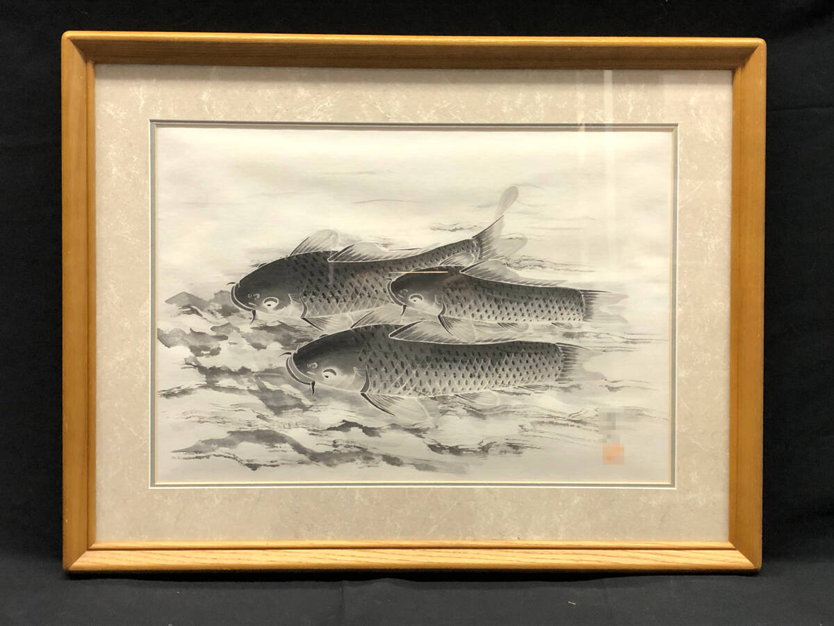 【模写】 絵画 日本画  額装 額:縦50㎝×横65㎝×厚み3㎝拍卖