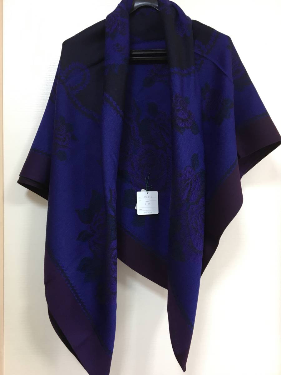 未使用保管品 ウール100% 大判ストール 正方形ストール ビッグストール 日本製 花柄 その1拍卖