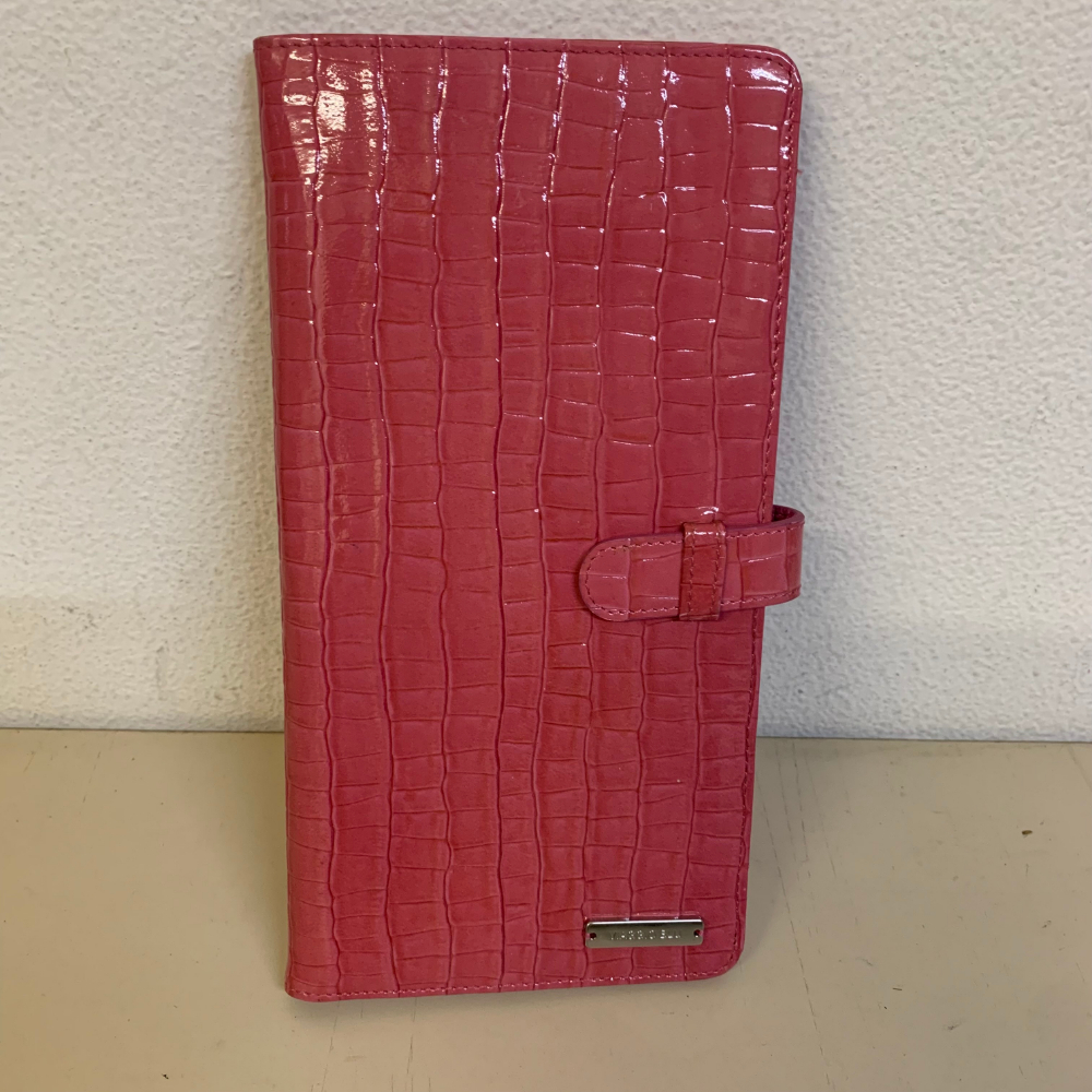 Viaggio Blu レディース 長財布 ビアッジョブルー エナメル ウオレット 小銭入れあり 女性用 ピンク クロコ型押し【2194拍卖