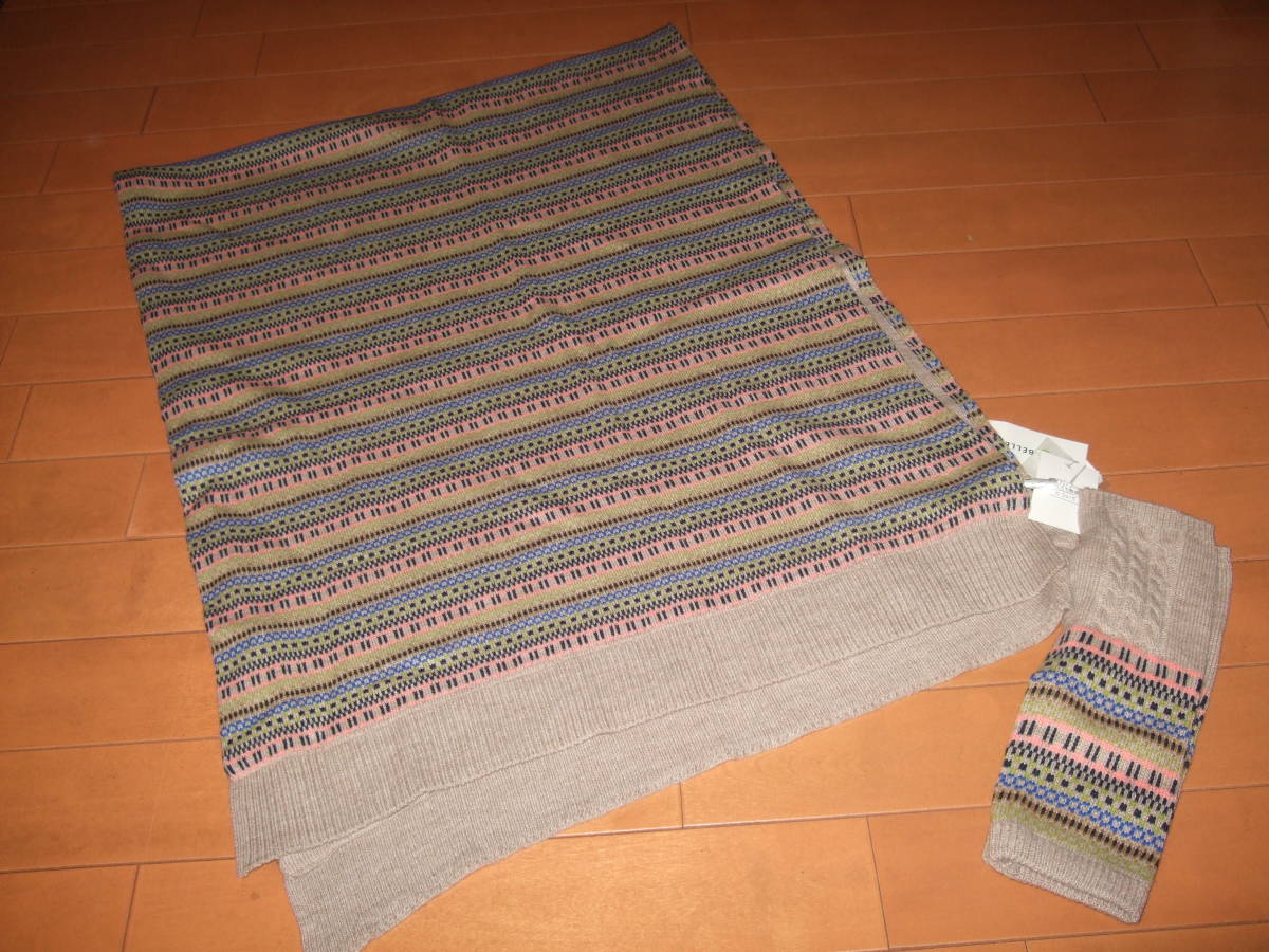 新品タグ即決☆通販系 ジャガード編 ポンチョ&ハンドウォーマーセット拍卖