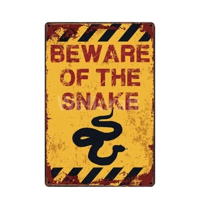 A478 メタル サイン ブリキ 看板 金属製 プレート アンティーク風 おもしろ 警告 注意 動物 鳥 虫 ペット 蛇 ヘビ 5888拍卖